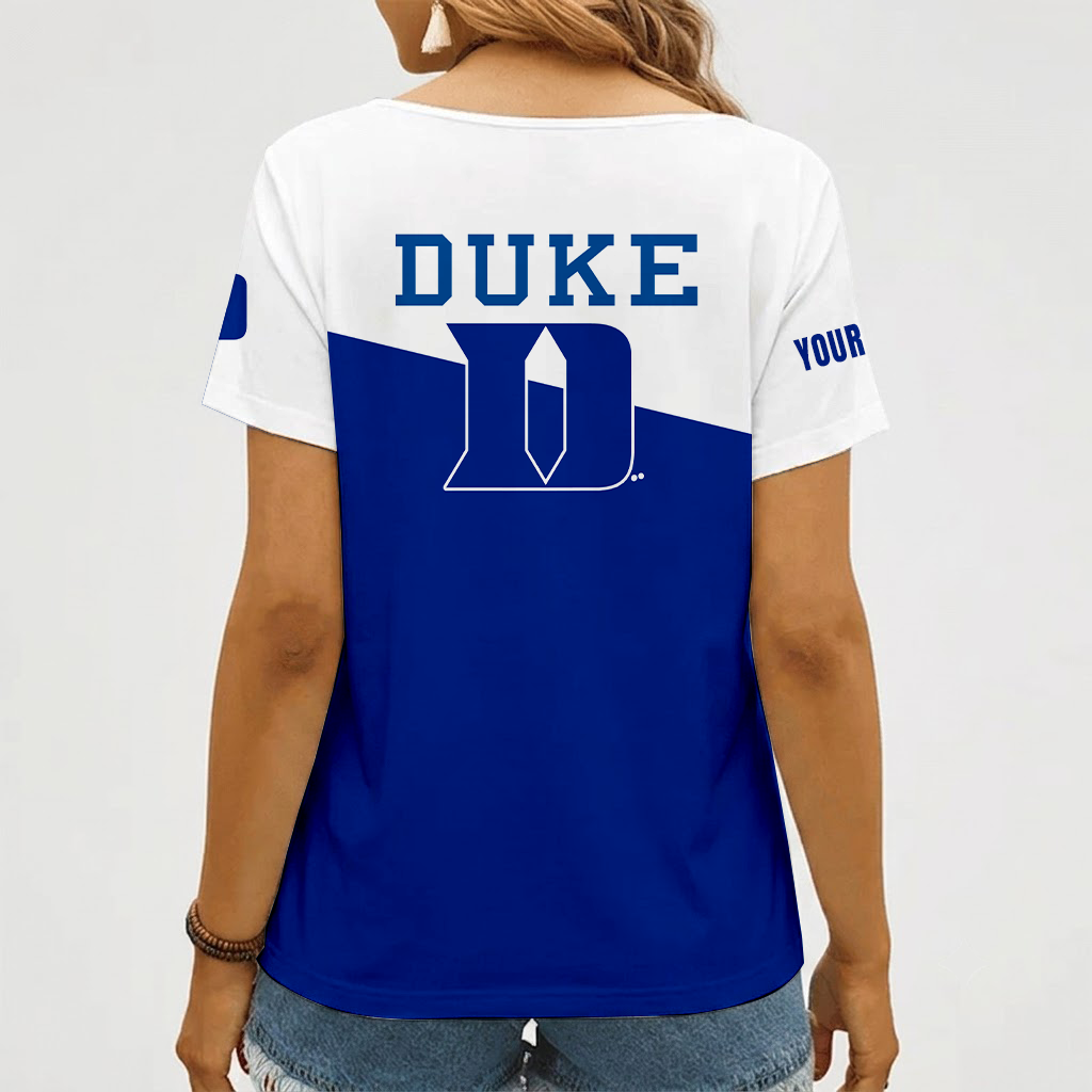 [FAN FAVORITE] NEW CUSTOMIZED NCAA CFH13 DLD DUKE BLUE DEVILS V-NECK FEMALE SHIRT