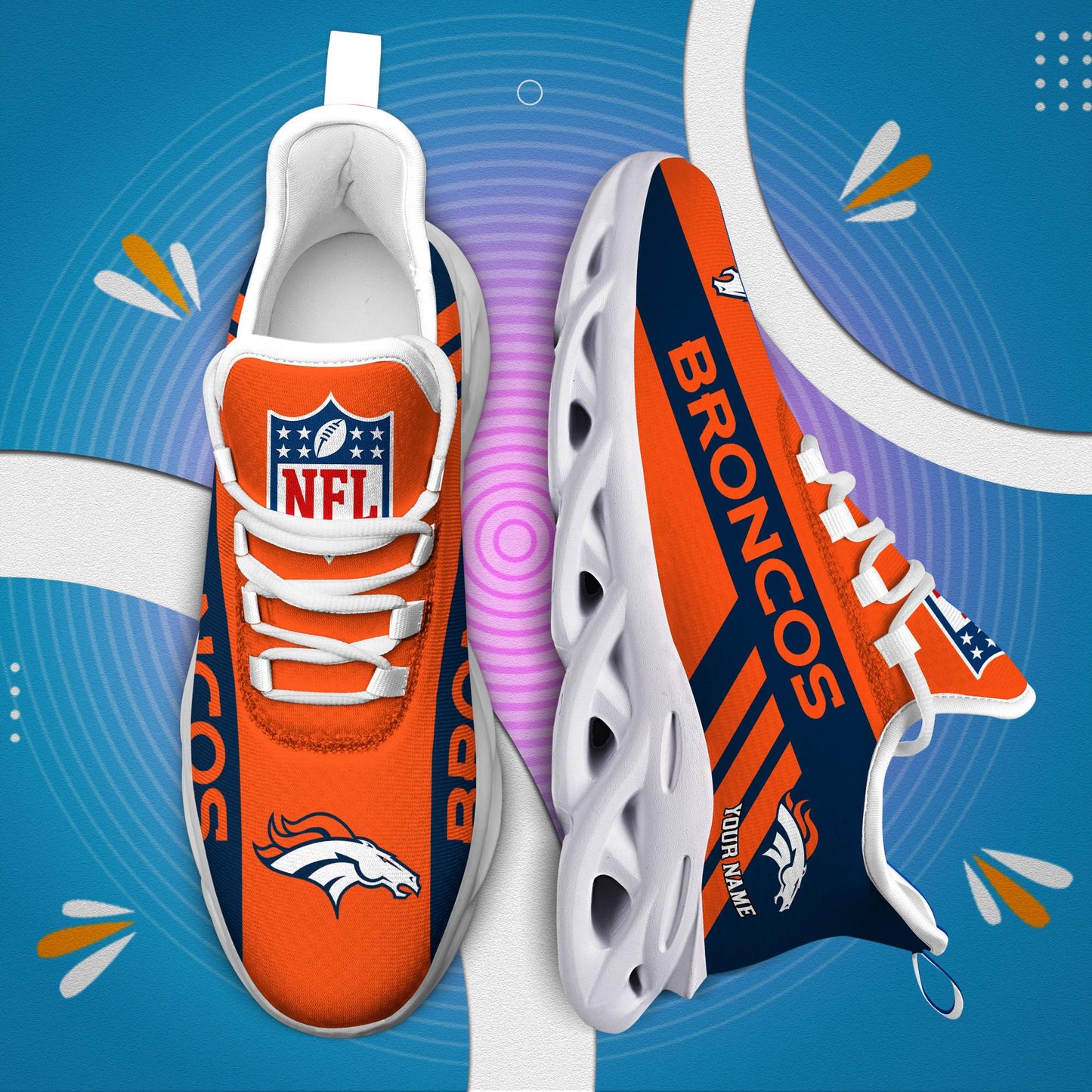 LIMITED EDITION - NEW CUSTOMIZED NFL13 DVB DENVER BRONCOS UNISEX MAX SOUL SHOES