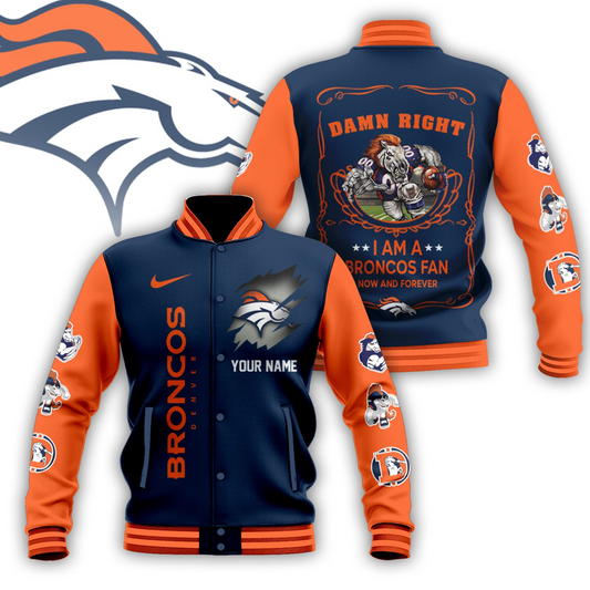 LIMITED EDITION - NEW CUSTOMIZED NFL13 DVB DENVER BRONCOS BASEBALL JACKET