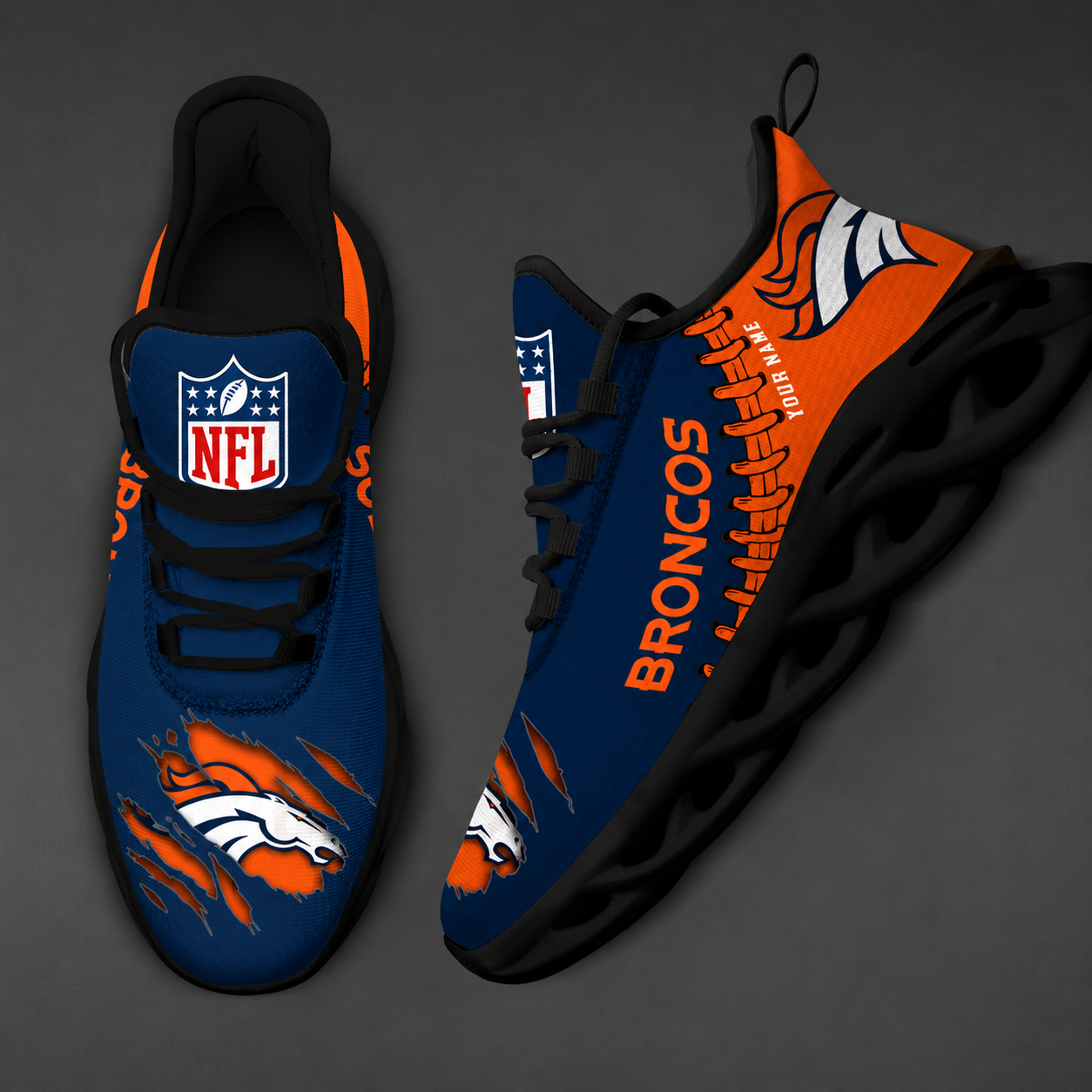 LIMITED EDITION - NEW CUSTOMIZED NFL13 DVB DENVER BRONCOS UNISEX MAX SOUL SHOES