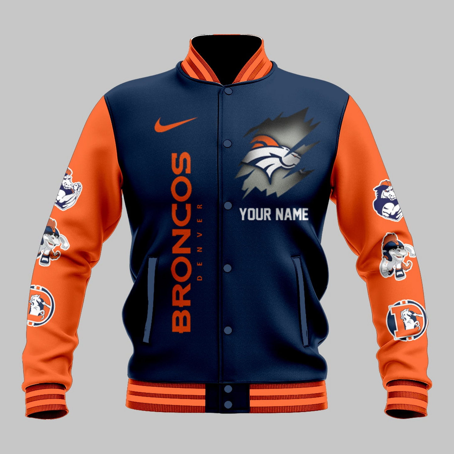LIMITED EDITION - NEW CUSTOMIZED NFL13 DVB DENVER BRONCOS BASEBALL JACKET