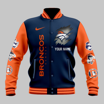 LIMITED EDITION - NEW CUSTOMIZED NFL13 DVB DENVER BRONCOS BASEBALL JACKET