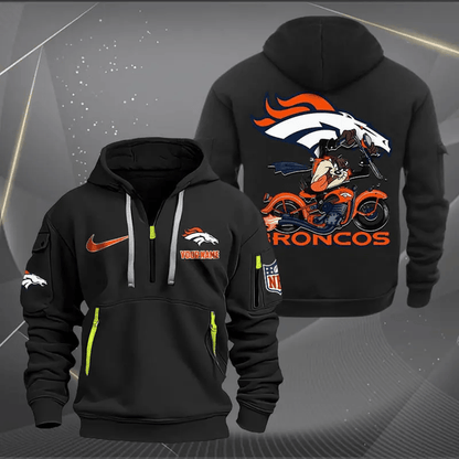 [SPECIAL OFFER] NEW CUSTOMIZED NFL13 DVB DENVER BRONCOS MUTICOLOR QUARTER ZIP HOODIE