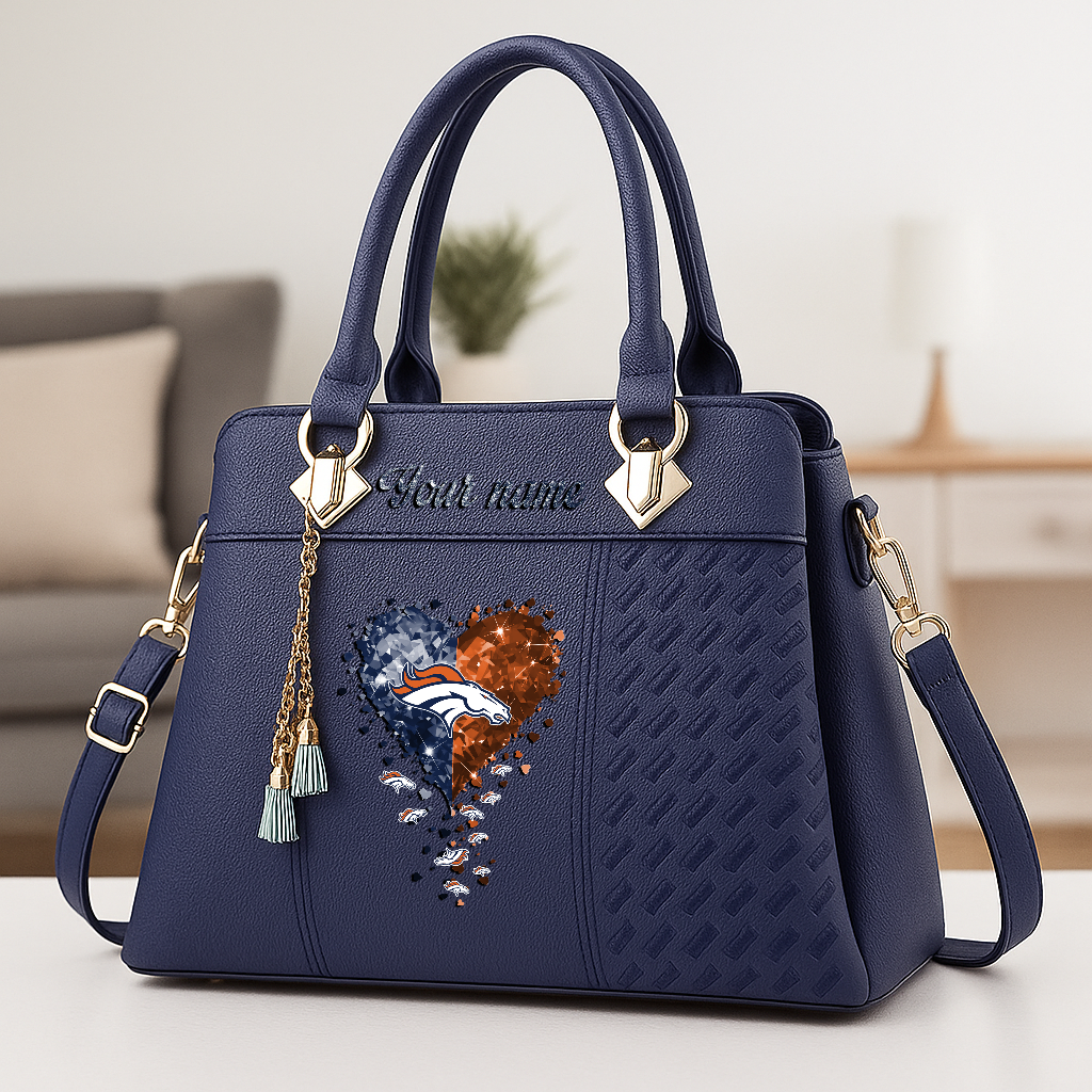 LIMITED EDITION - NEW CUSTOMIZED NFL13 DVB DENVER BRONCOS ZIP HANDBAG MULTICOLOR