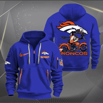 [SPECIAL OFFER] NEW CUSTOMIZED NFL13 DVB DENVER BRONCOS MUTICOLOR QUARTER ZIP HOODIE