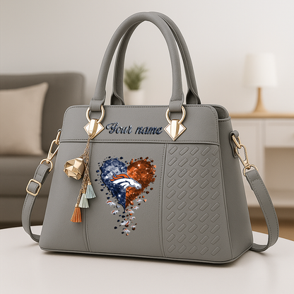 LIMITED EDITION - NEW CUSTOMIZED NFL13 DVB DENVER BRONCOS ZIP HANDBAG MULTICOLOR