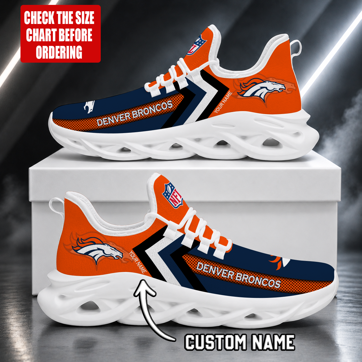 LIMITED EDITION - NEW CUSTOMIZED NFL13 DVB DENVER BRONCOS UNISEX MAX SOUL SHOES