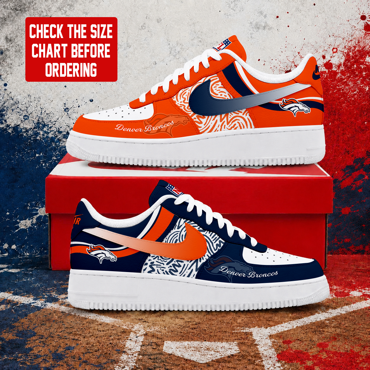 LIMITED EDITION - NEW CUSTOMIZED NFL13 DVB DENVER BRONCOS AF1 SHOES