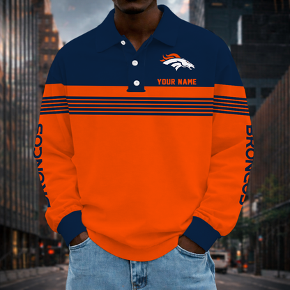 LIMITED EDITION - NEW CUSTOMIZED NFL13 DVB DENVER BRONCOS LONG SLEEVE POLO SHIRT