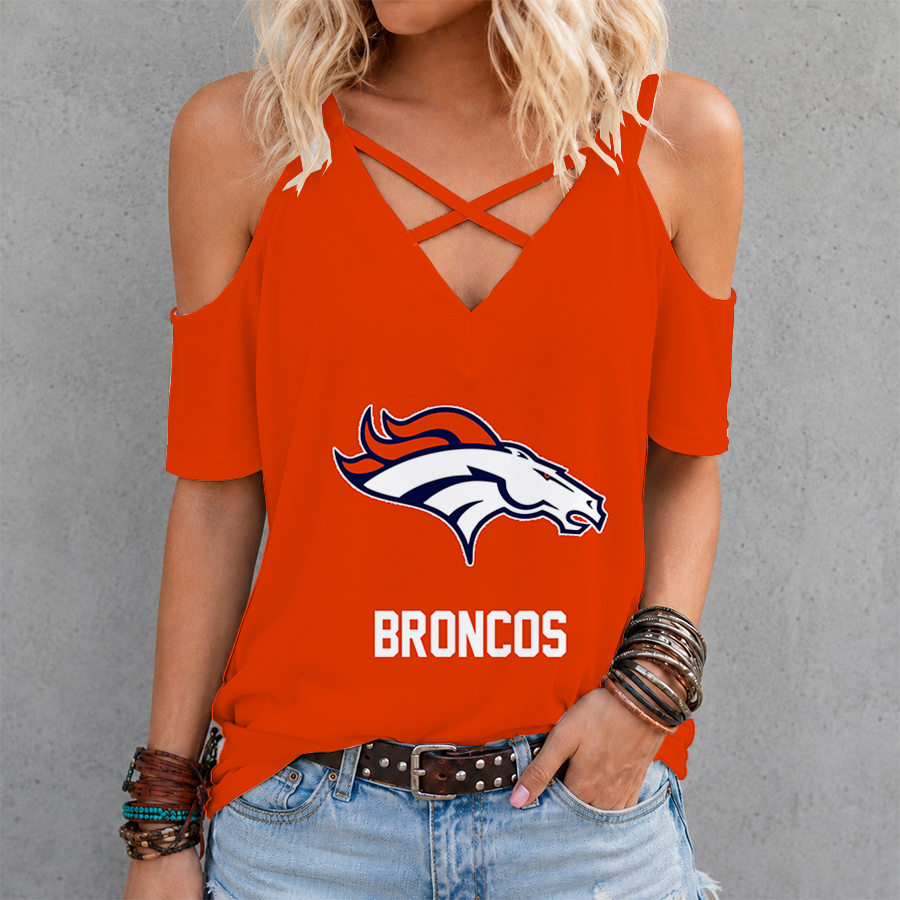 LIMITED EDITION - NEW CUSTOMIZED NFL13 DVB DENVER BRONCOS CRISS CROSS V-NECK TOP