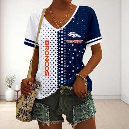 LIMITED EDITION - NEW CUSTOMIZED NFL13 DVB DENVER BRONCOS V-NECK FEMALE SHIRT