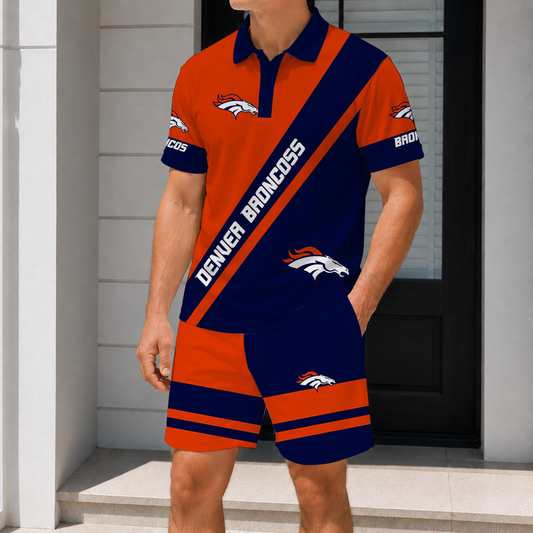SPECIAL EDITION - NEW CUSTOMIZED NFL13 DVB DENVER BRONCOS POLO SHIRT & SHORT PANTS SET