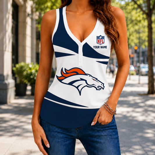 LIMITED EDITION NEW CUSTOMIZED NFL13 DVB DENVER BRONCOS WOMEN'S V-NECK TANK TOP