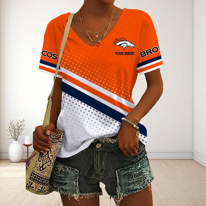 LIMITED EDITION - NEW CUSTOMIZED NFL13 DVB DENVER BRONCOS V-NECK FEMALE SHIRT