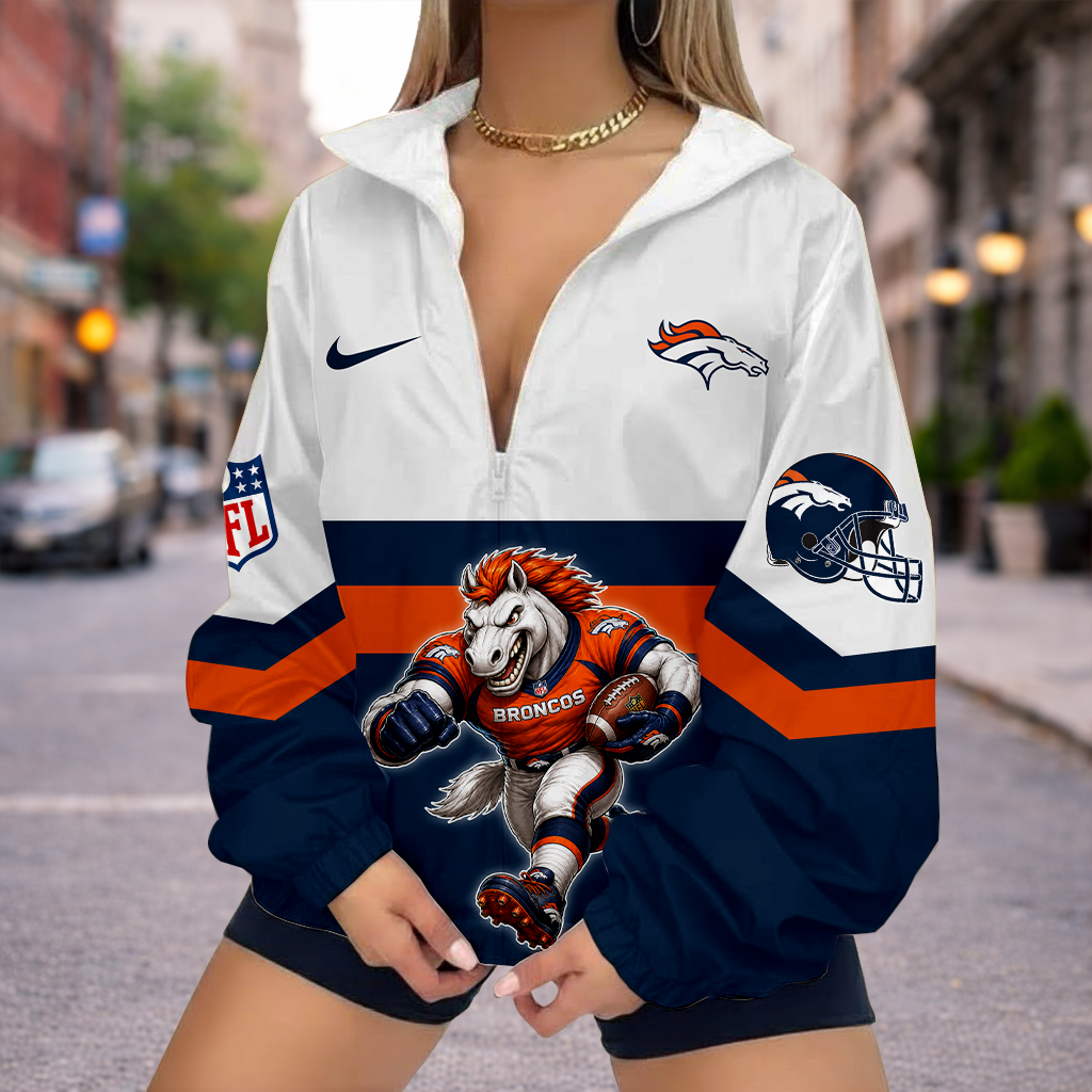 LIMITED EDITION - NEW CUSTOMIZED NFL13 DVB DENVER BRONCOS V-NECK ZIPPER SWEATSHIRT JACKET
