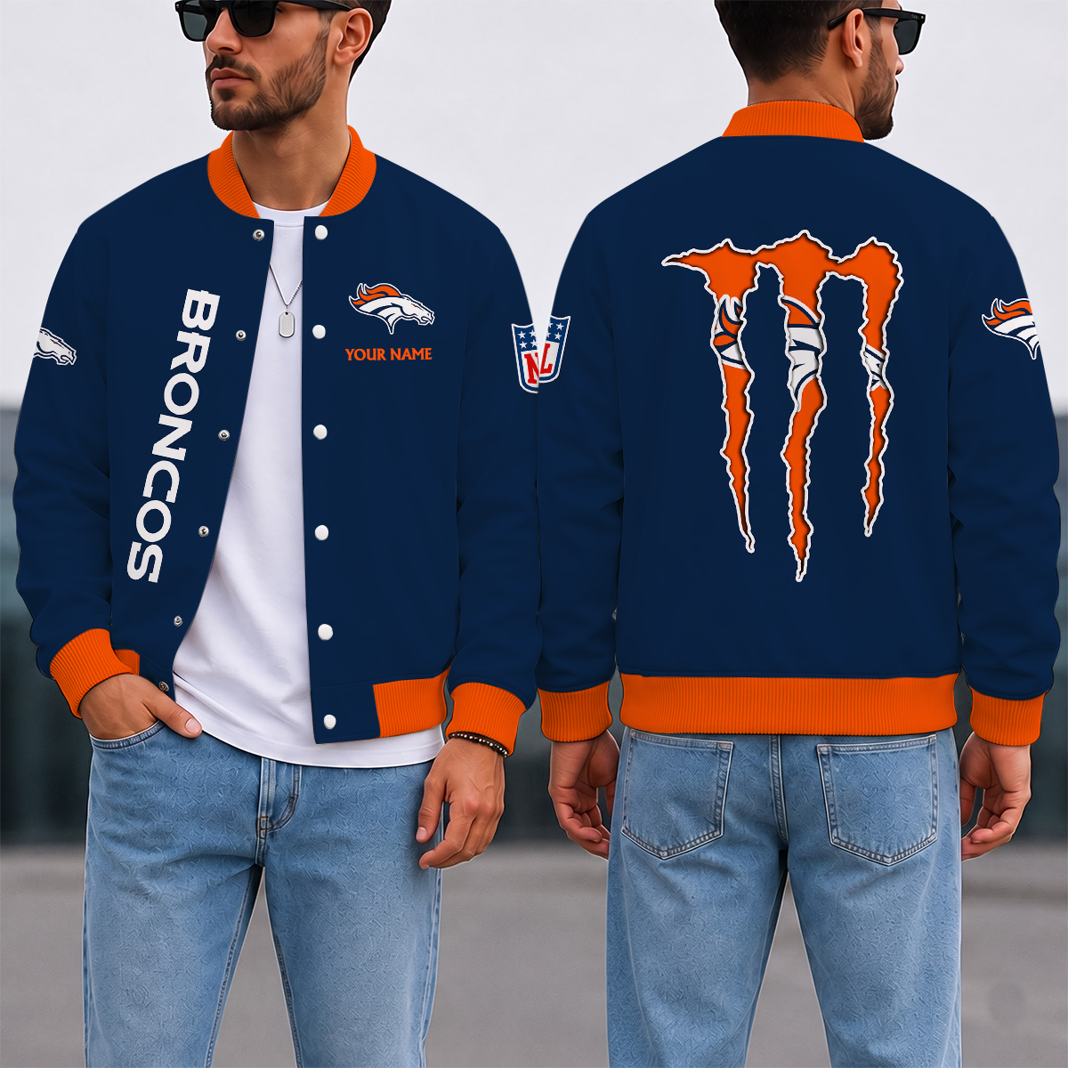 LIMITED EDITION - NEW CUSTOMIZED NFL13 DVB DENVER BRONCOS SATIN VARSITY & BASEBALL JACKET