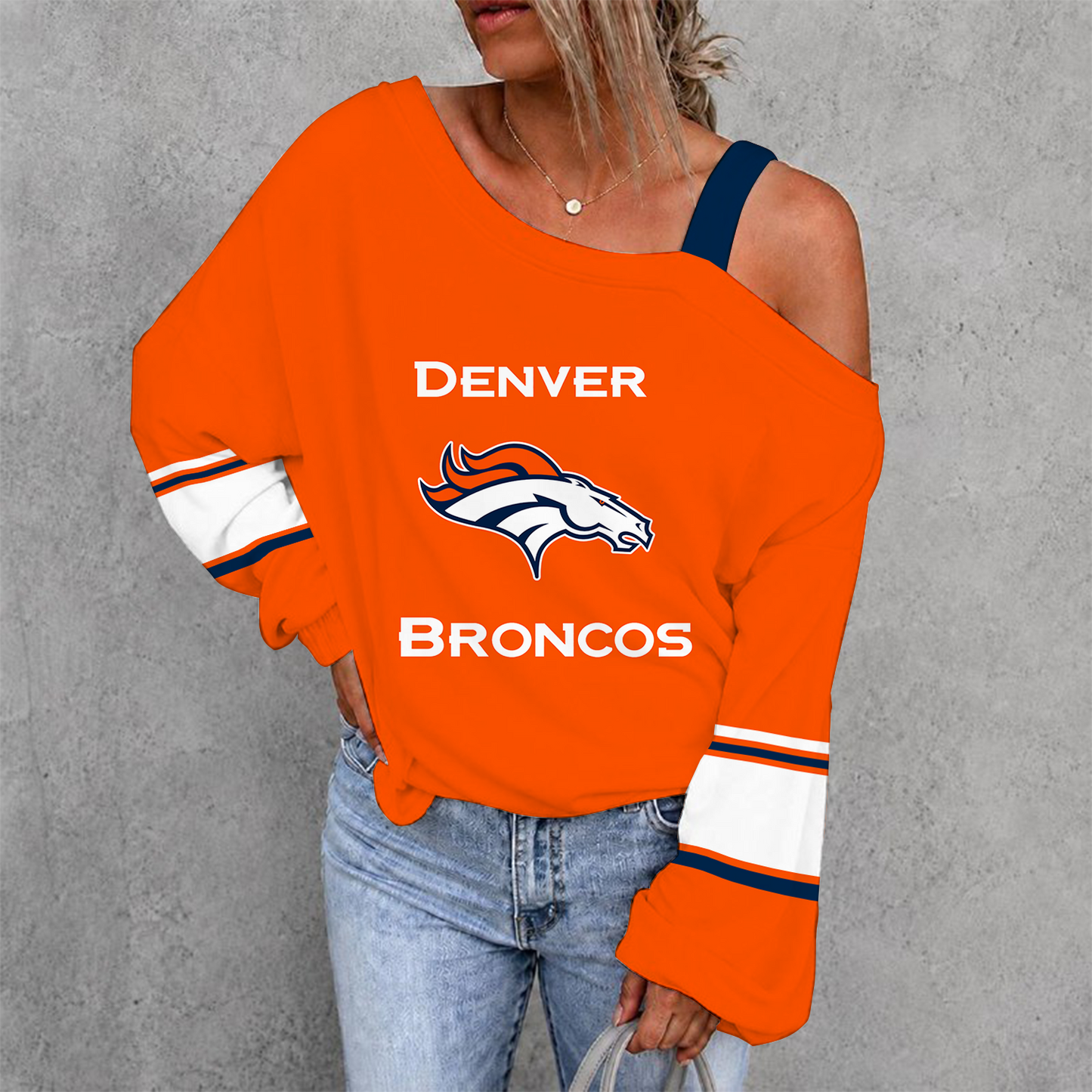 [SPECIAL OFFER] NEW CUSTOMIZED NFL13 DVB DENVER BRONCOS DROP SHOULDER SWEATSHIRT