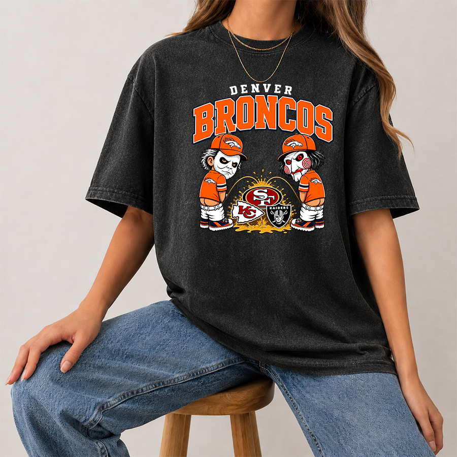 [SPECIAL OFFER] NEW CUSTOMIZED NFL13 DVB DENVER BRONCOS FUNNY MULTICOLOR WASHED TEE