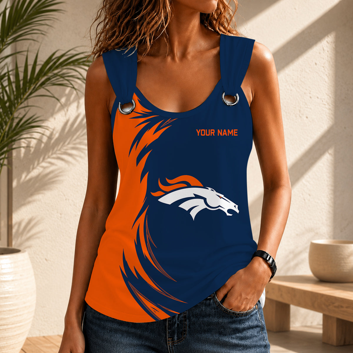LIMITED EDITION - NEW CUSTOMIZED NFL13 DVB DENVER BRONCOS O-RING SHOULDER TANK TOP