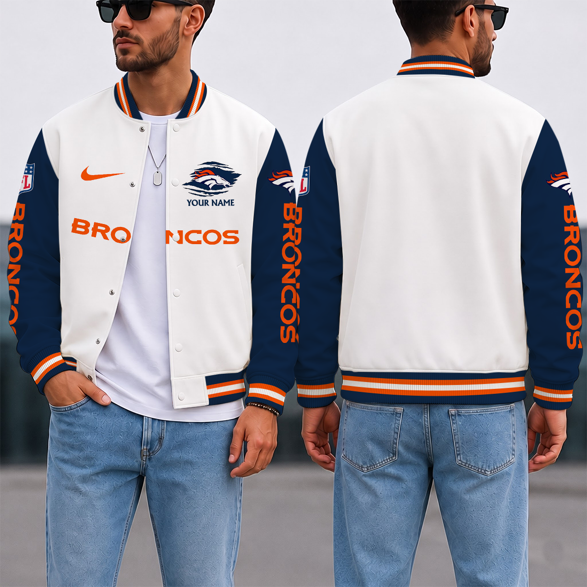 ELITE EDITION - NEW CUSTOMIZED NFL13 DVB DENVER BRONCOS SATIN VARSITY & BASEBALL JACKET