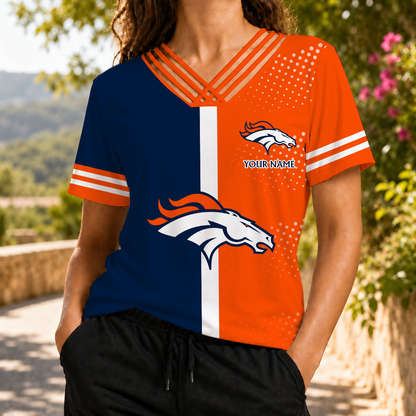 LIMITED EDITION - NEW CUSTOMIZED NFL13 DVB DENVER BRONCOS V-NECK SHIRT