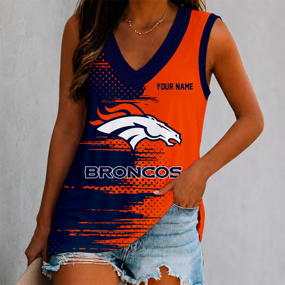 LIMITED EDITION - NEW CUSTOMIZED NFL13 DVB DENVER BRONCOS WOMEN'S V-NECK TANK TOP