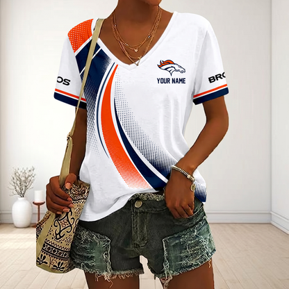 LIMITED EDITION - NEW CUSTOMIZED NFL13 DVB DENVER BRONCOS V-NECK FEMALE SHIRT