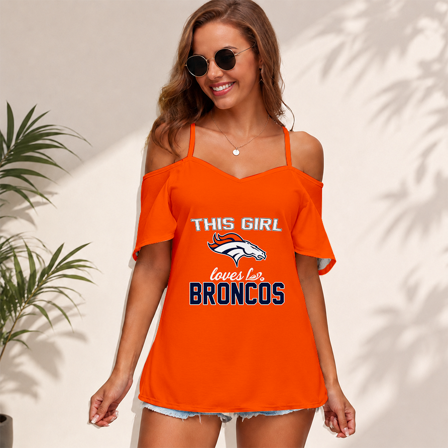 [SPECIAL OFFER] NEW CUSTOMIZED NFL13 DVB DENVER BRONCOS WOMEN'S STRAPPY OFF-SHOULDER TOP