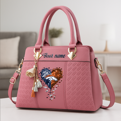 LIMITED EDITION - NEW CUSTOMIZED NFL13 DVB DENVER BRONCOS ZIP HANDBAG MULTICOLOR