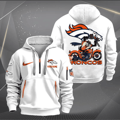 [SPECIAL OFFER] NEW CUSTOMIZED NFL13 DVB DENVER BRONCOS MUTICOLOR QUARTER ZIP HOODIE