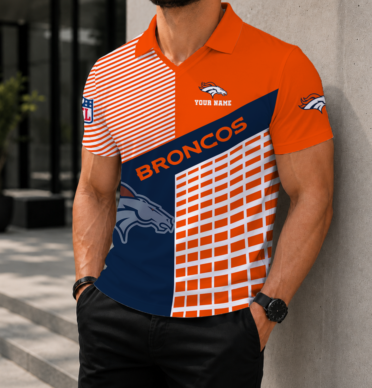 LIMITED EDITION - NEW CUSTOMIZED NFL13 DVB DENVER BRONCOS POLO SHIRT
