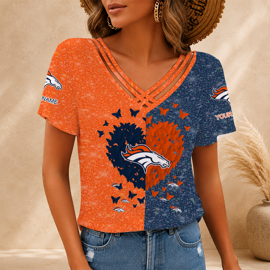 LIMITED EDITION - NEW CUSTOMIZED NFL13 DVB DENVER BRONCOS V-NECK SHIRT