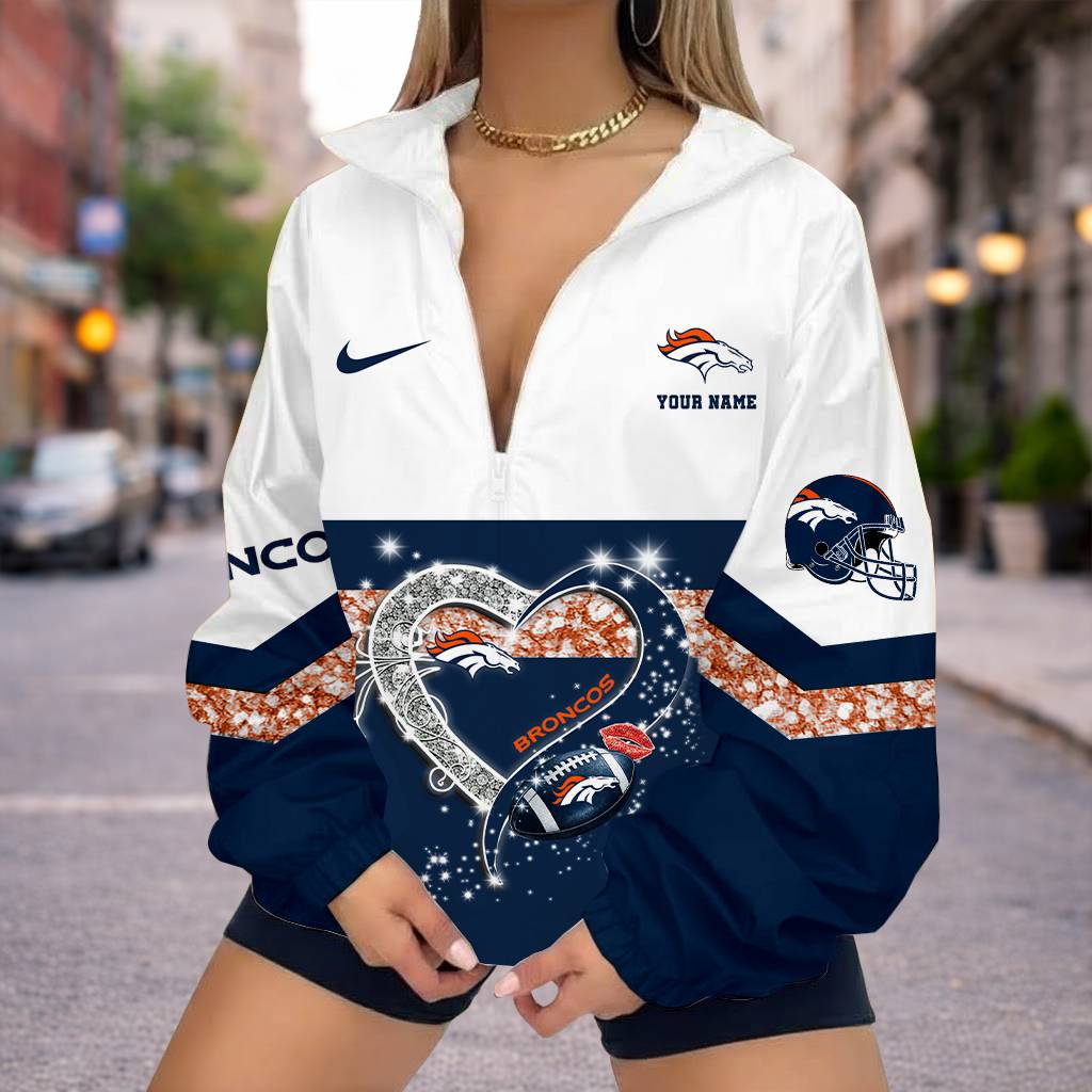 LIMITED EDITION - NEW CUSTOMIZED NFL13 DVB DENVER BRONCOS V-NECK ZIPPER SWEATSHIRT JACKET