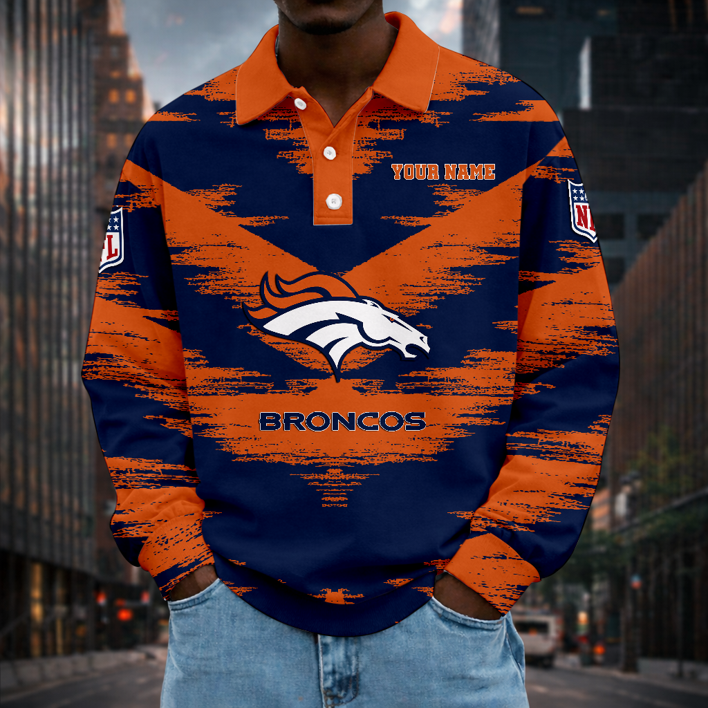 LIMITED EDITION - NEW CUSTOMIZED NFL13 DVB DENVER BRONCOS MEN LONG SLEEVE POLO