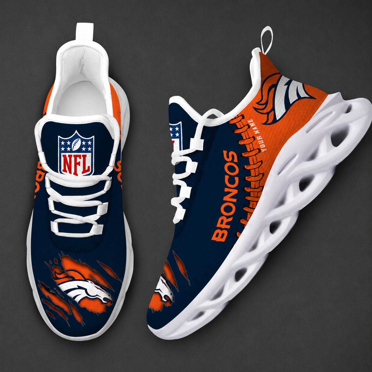 LIMITED EDITION - NEW CUSTOMIZED NFL13 DVB DENVER BRONCOS UNISEX MAX SOUL SHOES