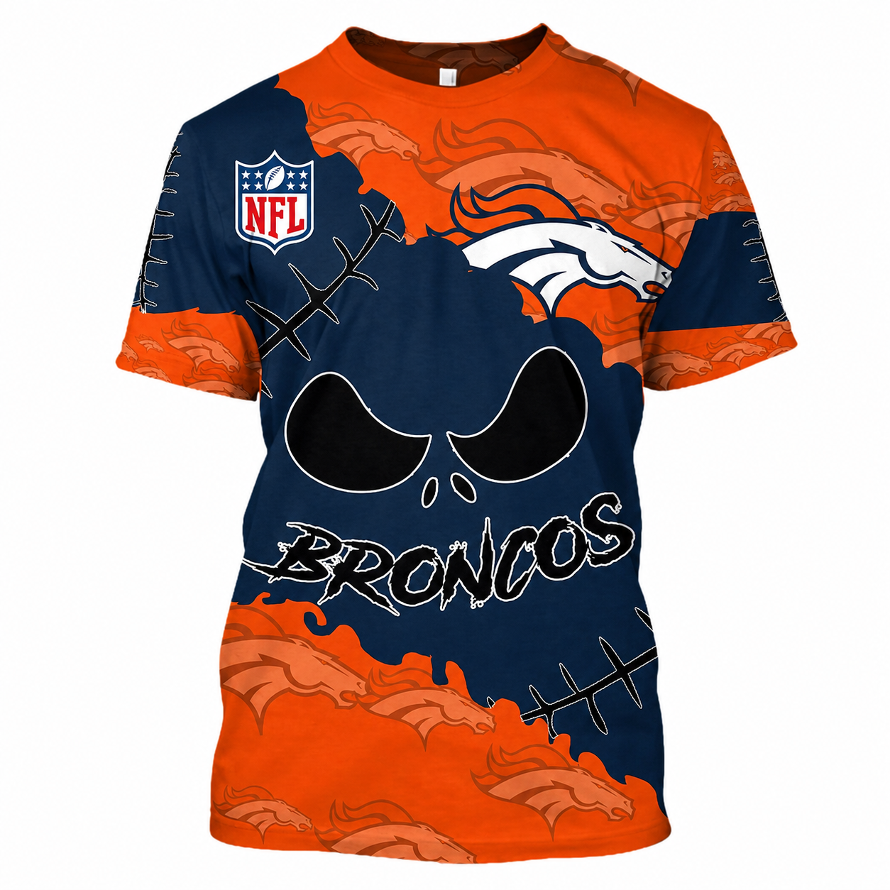 LIMITED EDITION - NEW CUSTOMIZED NFL13 DVB DENVER BRONCOS HALLOWEEN SKULL APPAREL FOR FANS