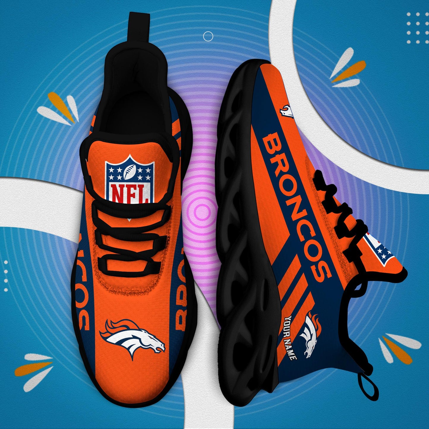 LIMITED EDITION - NEW CUSTOMIZED NFL13 DVB DENVER BRONCOS UNISEX MAX SOUL SHOES