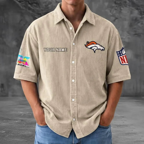 LIMITED EDITION - NEW CUSTOMIZED NFL13 DVB DENVER BRONCOS SEERSUCKER BUTTON SHIRT