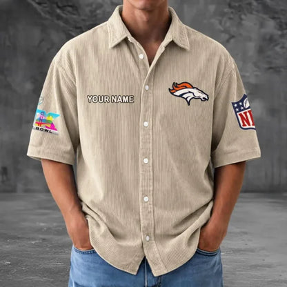 LIMITED EDITION - NEW CUSTOMIZED NFL13 DVB DENVER BRONCOS SEERSUCKER BUTTON SHIRT
