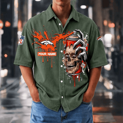 [SPECIAL OFFER] NEW CUSTOMIZED NFL13 DVB DENVER BRONCOS SEERSUCKER BUTTON SHIRT
