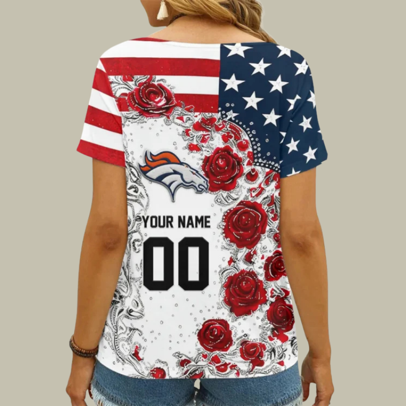[SPECIAL OFFER] NEW CUSTOMIZED NFL13 DVB DENVER BRONCOS V-NECK FEMALE SHIRT
