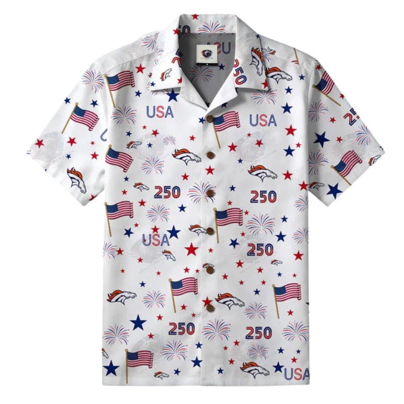 LIMITED EDITION - NEW CUSTOMIZED NFL13 DVB DENVER BRONCOS PATRIOTIC 250 USA HAWAIIAN SHIRT