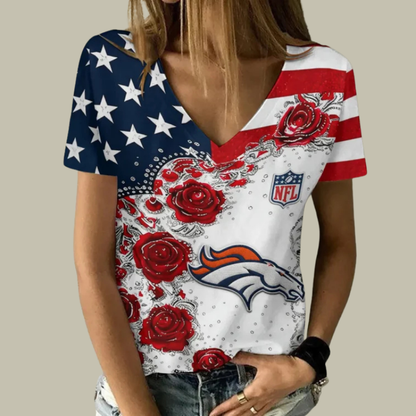 [SPECIAL OFFER] NEW CUSTOMIZED NFL13 DVB DENVER BRONCOS V-NECK FEMALE SHIRT