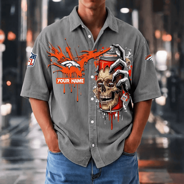 [SPECIAL OFFER] NEW CUSTOMIZED NFL13 DVB DENVER BRONCOS SEERSUCKER BUTTON SHIRT