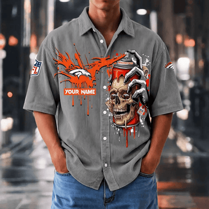 [SPECIAL OFFER] NEW CUSTOMIZED NFL13 DVB DENVER BRONCOS SEERSUCKER BUTTON SHIRT