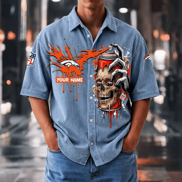 [SPECIAL OFFER] NEW CUSTOMIZED NFL13 DVB DENVER BRONCOS SEERSUCKER BUTTON SHIRT