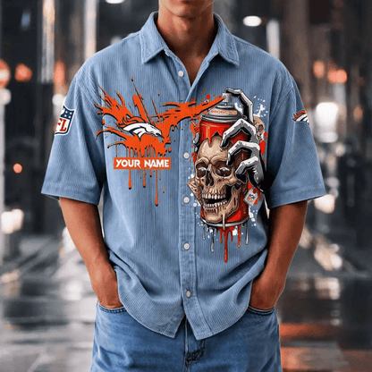 [SPECIAL OFFER] NEW CUSTOMIZED NFL13 DVB DENVER BRONCOS SEERSUCKER BUTTON SHIRT