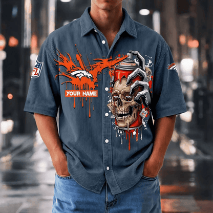 [SPECIAL OFFER] NEW CUSTOMIZED NFL13 DVB DENVER BRONCOS SEERSUCKER BUTTON SHIRT