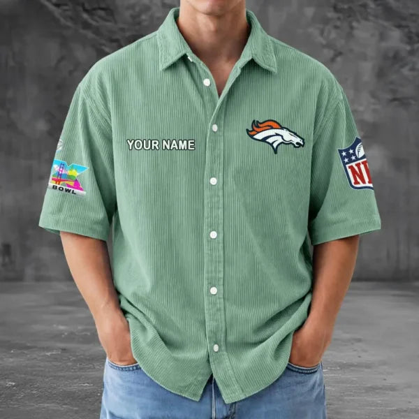 LIMITED EDITION - NEW CUSTOMIZED NFL13 DVB DENVER BRONCOS SEERSUCKER BUTTON SHIRT