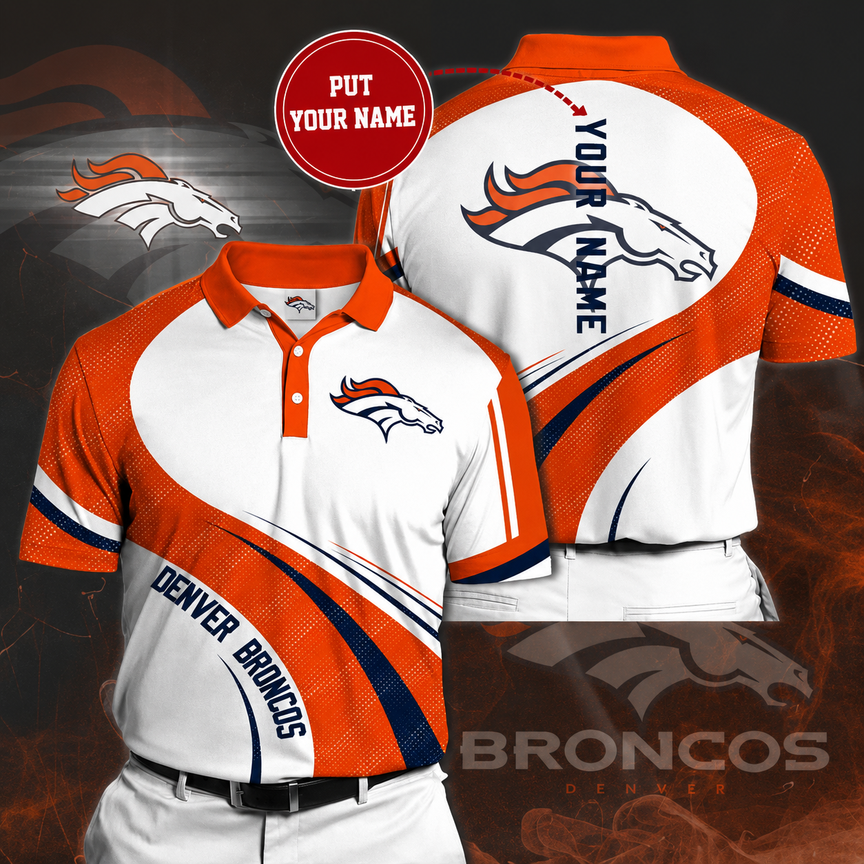 LIMITED EDITION - NEW CUSTOMIZED NFL13 DVB DENVER BRONCOS POLO SHIRT